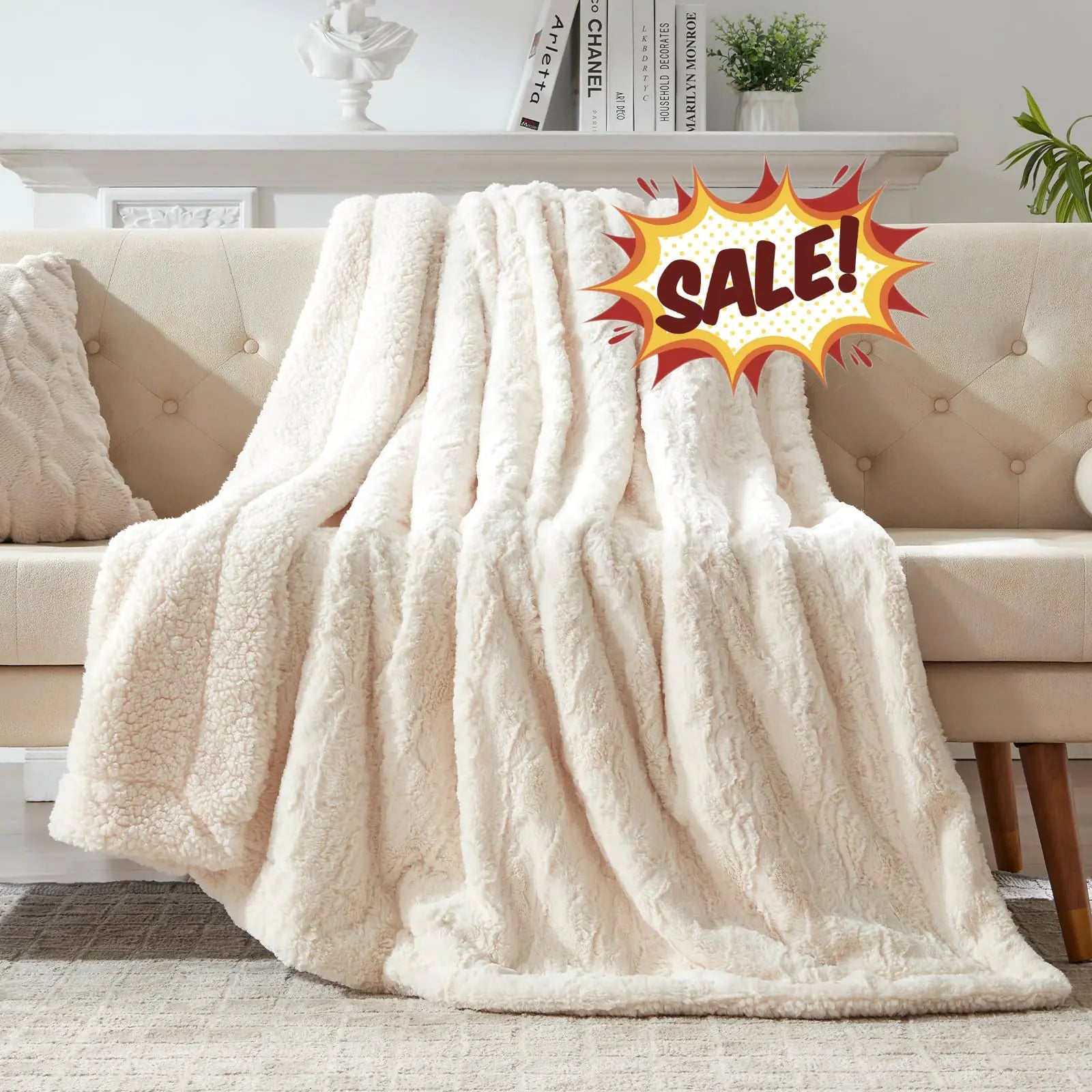 Faux Fur Sherpa Fleece Throw Blanket