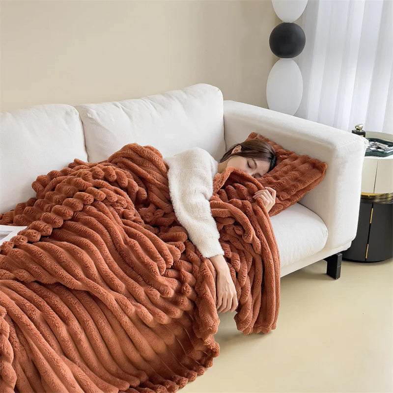 Cozy Ribbed Throw Blanket